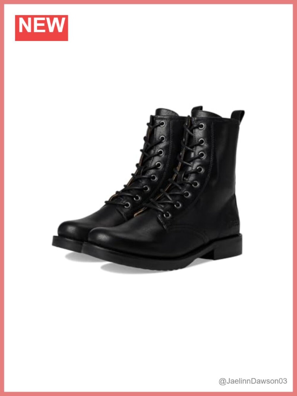 Tumbled Leather Combat Boots with Block Heel and Ankle Design